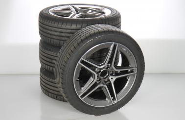 Pack de roues complètes d'été alliage 18 pouces avec pneus Bridgestone pour Classe B 247, CLA 118 et d'autres, Mercedes-AMG d'origine