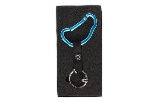Porte-clés Collection, mousqueton bleu/aluminium/E
